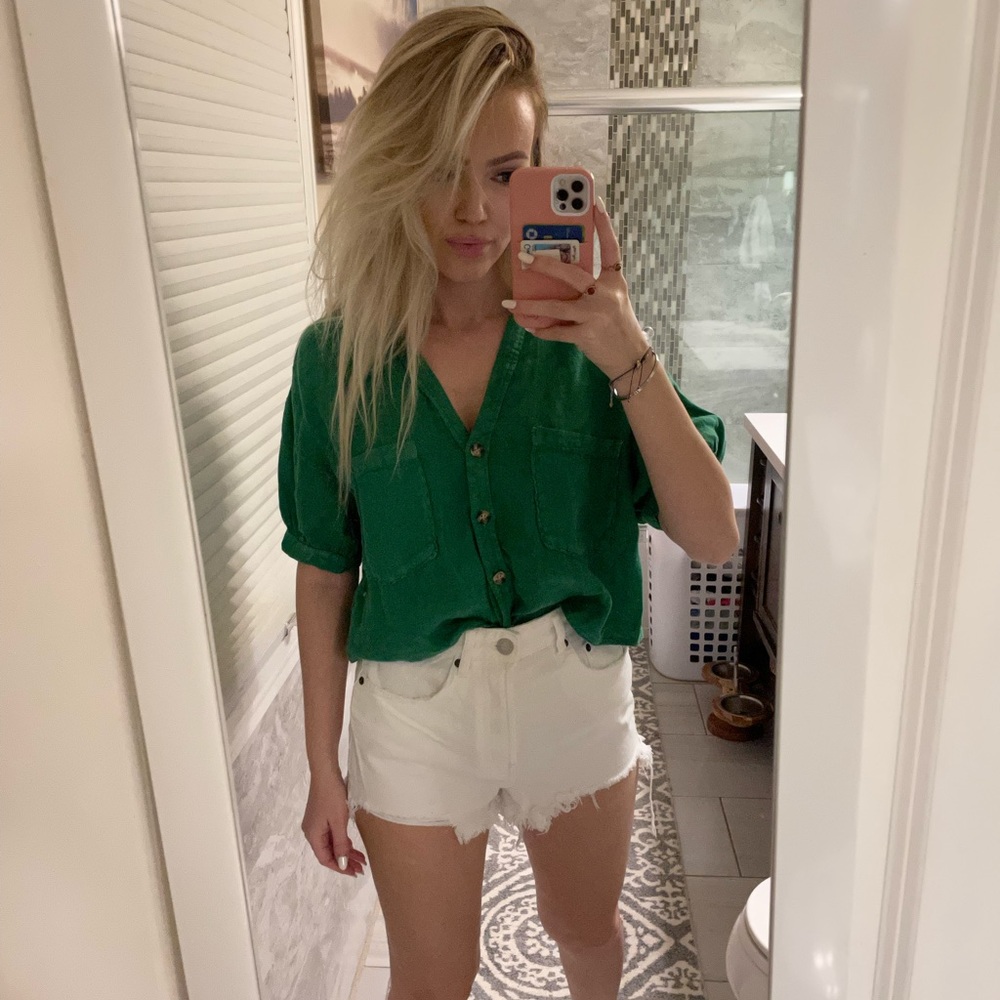 Zara button down crop top